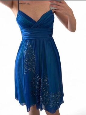 Jodi Kristopher Royal Blue Strapless Cocktail Dress